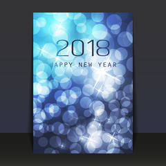 Ice Cold Blue Pattered Shimmering New Year Card, Flyer or Cover Design - 2018