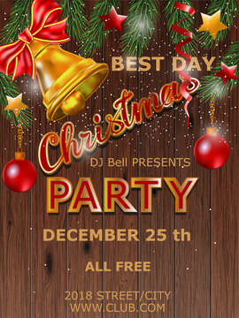 Christmas party design . Vector poster illustration.