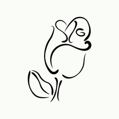 Sketch rose, hand drawn, ink style