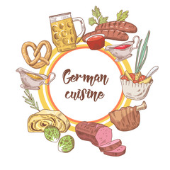 German Traditional Food Hand Drawn Doodle