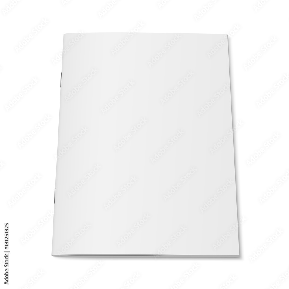 Poster vector white mock up of magazine isolated. closed vertical booklet, brochure or notebook template on