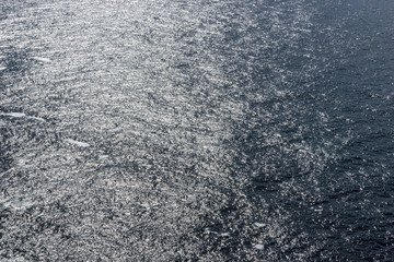 Sun reflects in the water surface of the Mediterranean Sea, water background
