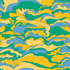 Fototapeta na wymiar Pattern with the image of the cream texture of green, orange and blue shades. Abstract background.