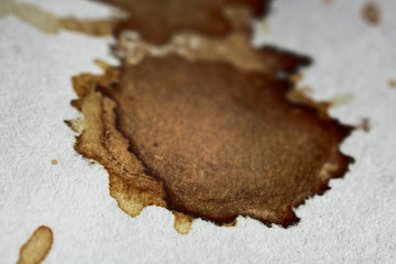 Spot from coffee on paper macro