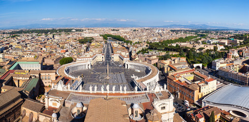 Fototapeta premium Rome, Italy. Famous Saint Peter's Square in Vatican and aerial view of the city.