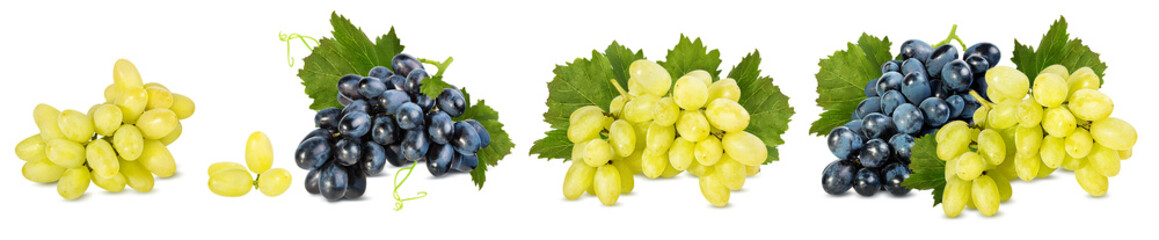 Fresh grapes isolated on white background with clipping pass