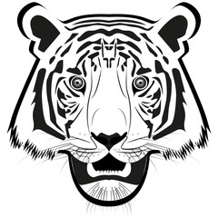 Picture of the head of the tiger for badges, labels template and t-shirt vintage design element. Isolated on white background
