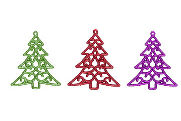 set of christmas decoration isolated on white background - clipping paths