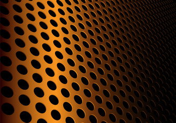 Abstract gold metal circle mesh 3D background texture vector illustration.