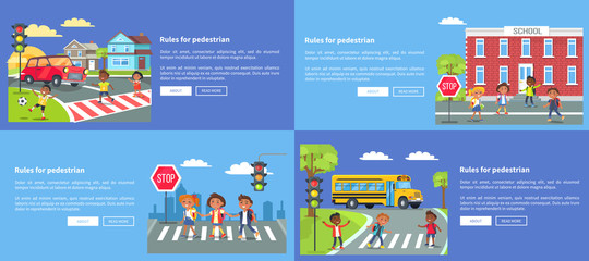 Obraz premium Rules for Pedestrians Collection of Safety Posters
