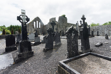 Landscapes of Ireland. Cemetery of Cong abbey in Galway county