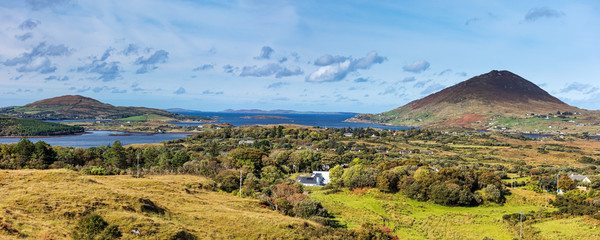 Beautiful view from the Lower Diamond Hill Walk in Connemara National Park, Letterfrack, Co....