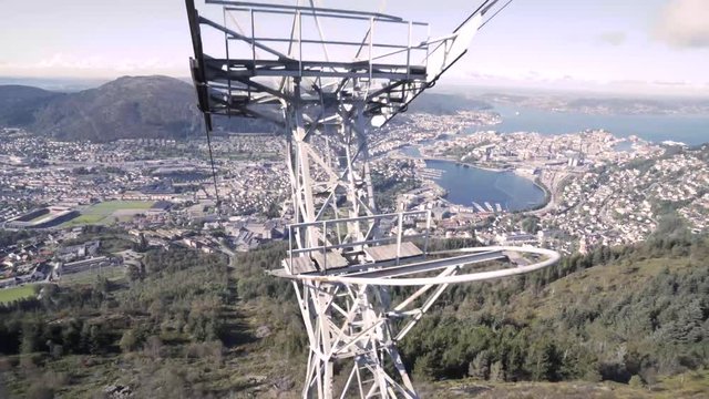 4K Gondola Ride on Ulriken Peak over Bergen Norway
