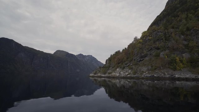 4K Norway Fjord Mountain with Water and Cliffside Mountain