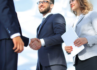 Successful business people handshake greeting deal concept