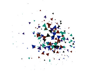 Obraz premium Cool Explosion, Broken Glass, Vector Grunge Blast, Falling Triangle Fragments, Dirty Shatter Concept. Mud, Burst, Boom, Bang Textured Background. Green Brown Shatter Particles Isolated. Moving Galaxy