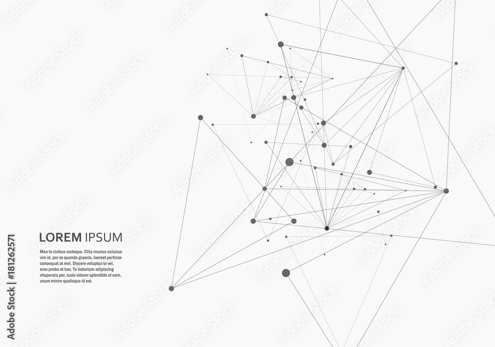 Poster Abstract triangles shapes background with connecting dots and lines