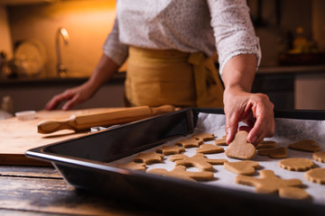 cook preparing gingerbread cookies