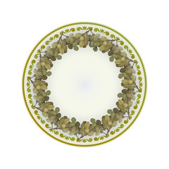 Grapes bunches on plate vector illustration