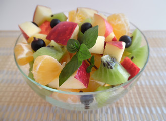 fruit salad on a light background