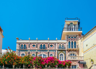 Colourful facades of houses in Lisbon, Portugal.