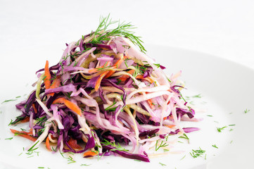 cabbage salad with carrot, dill, and olive oil