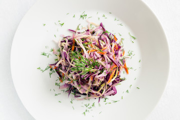 coleslaw salad decorated with dill - obrazy, fototapety, plakaty