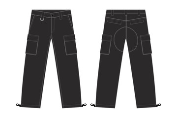 Illustration of men's cargo pants(black)
