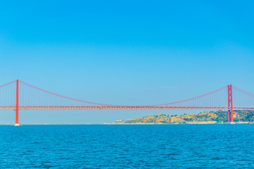 puente 25 de abril bridge in Lisbon, Portugal.