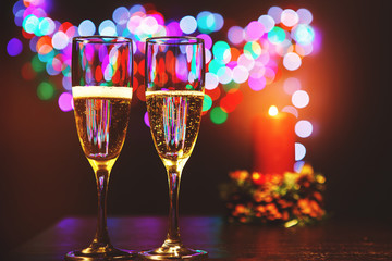 Two glasses of champagne in the New year