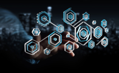 Businessman using antivirus to block a cyber attack 3D rendering