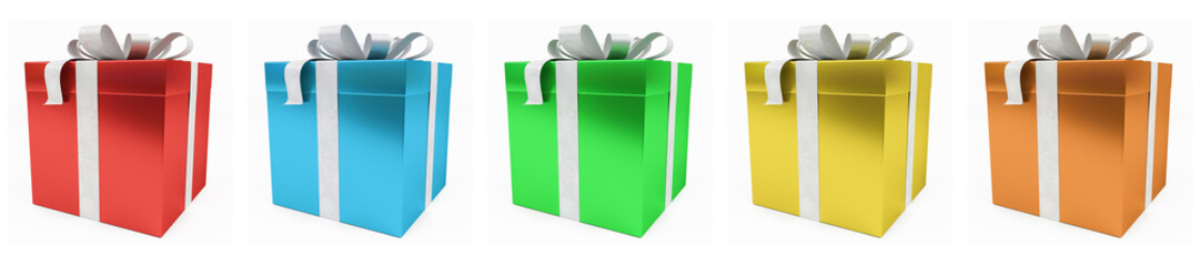 Colorful christmas gift pack isolated 3D rendering