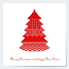 christmas knitted tree card white