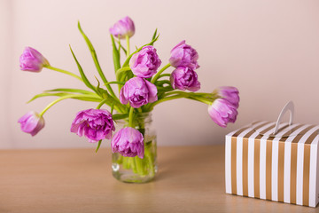 Bouquet of fresh pink tulips
