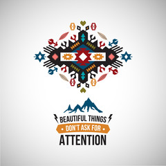 Vector colorful decorative element on native ethnic style