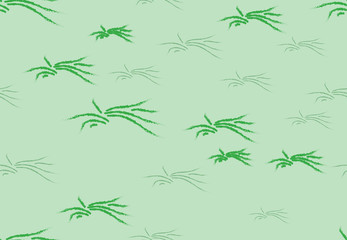 Pattern seamless. Green abstract shapes like grass on the light green background. Amazing rectangular template. Chaotic stylized figures. Vector EPS 10 illustration