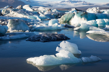 Beautiful landscape with glacial icebergs in Jokulsarlon glacier lagoon, Iceland