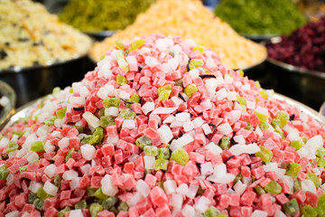 Colorfull dried fruit on the market in Israel