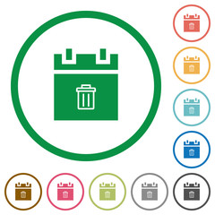 Delete schedule item flat icons with outlines