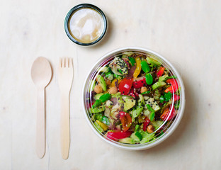Healphy Vegetarian Salad, Take Away Food Concept, Salad in Food Container, Delicious Vegan Meal