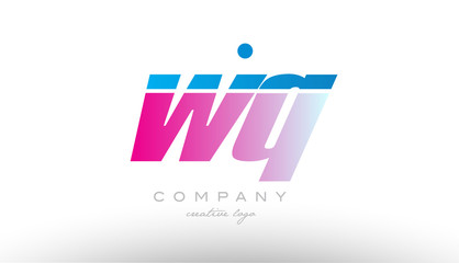 wq w q alphabet letter combination pink blue bold logo icon design