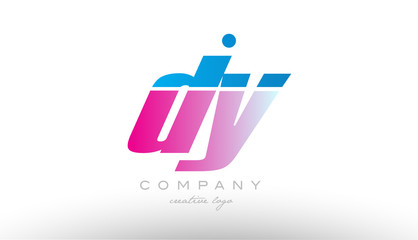 dy d y alphabet letter combination pink blue bold logo icon design