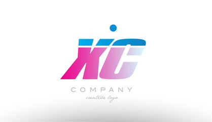 xc x c alphabet letter combination pink blue bold logo icon design