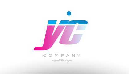 yc y  c alphabet letter combination pink blue bold logo icon design