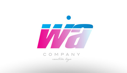 wa w a alphabet letter combination pink blue bold logo icon design