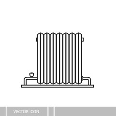 Retro battery heating. Vector icons on a white background in a line design style.