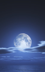 full moon in night ocean