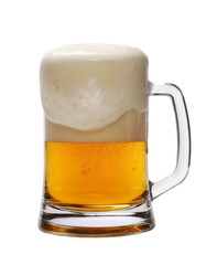 Cold beer in glass isolated on white background