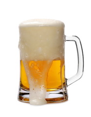 Cold beer in glass isolated on white background