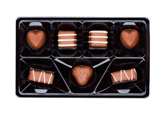 Plastic tray with sweet milk luxury chocolate